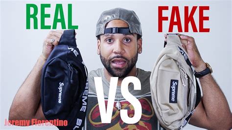 real vs fake supreme waist bag|authentic supreme vs fake logo.